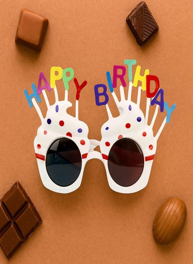 وي3 نظارات زينة لحفلات أعياد الميلاد للأطفال والكبار، مصنوعة من البلاستيك الملون بتصميم كب كيك ممتع ومناسب لالتقاط الصور (عبوة من 3 قطع؛ وردي، أبيض، وردي فاتح). - Image 4